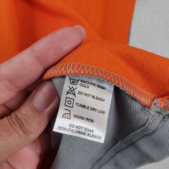 Amphenol TCS Polo Shirt Men Large Orange Gray Uniform 10th Anniversary Pique - Picture 7 of 15